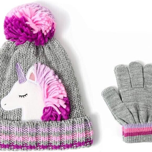 Toddler Kids Girl Novelty Colorful Knit Unicorn Pony Beanie Hat Age 6-9 - Picture 2 of 5